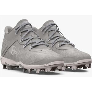 Men's size 10.5 Under Armour UA Harper 8 Mid RM Baseball Cleats Grey/White New